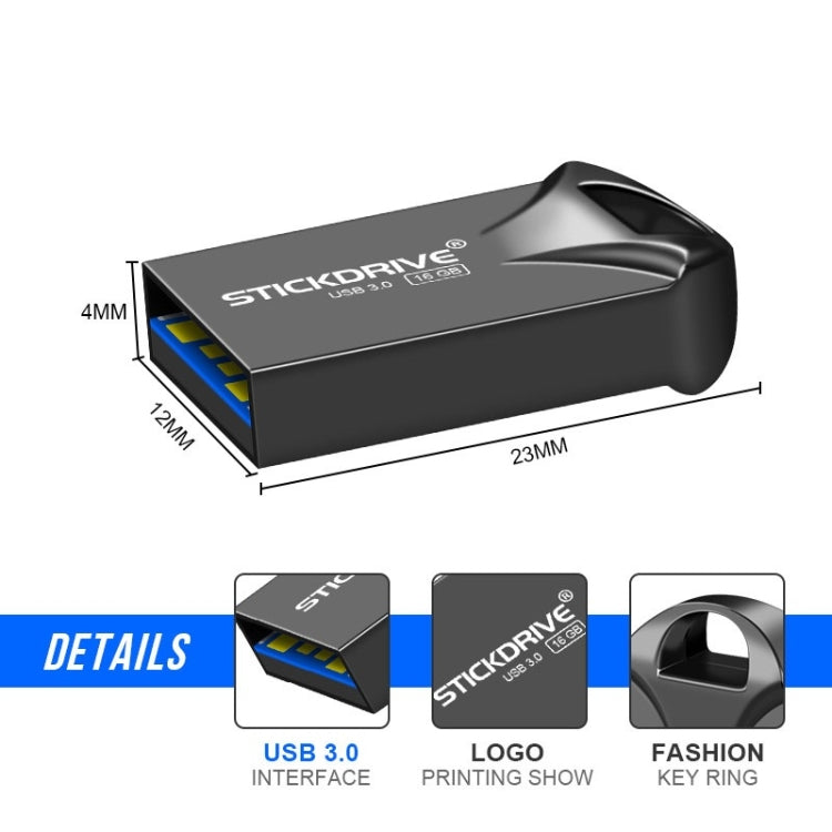 STICKDRIVE 64GB USB 3.0 High Speed Mini Metal U Disk (Black) - USB Flash Drives by STICKDRIVE | Online Shopping UK | buy2fix